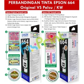 Tinta Refill Epson Original Ori 664 t6641 Black 70ml, Printer L110 L120 L210 L220 L300 L310 L350 L355 L360 L365 L380 L405 L455 L485 L550 L555 L565 L100 L200